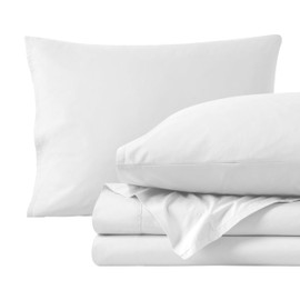 Bare Home 100% Organic Cotton Split King Sheet Set - Crisp Percale Weave - Cool, Breathable, and Hypoallergenic - Bedding Sheets & Pillowcases - Luxury Hotel Sheet Set (Split King, White)