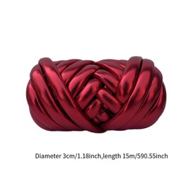 Vaveren Cotton Polyester Chunky Yarn Tube Giant Yarn Length 15M Soft Weight Yarn Jumbo Tubular Yarn for Macrame Weaving Hats Tapestry, Red
