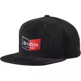 Brixton Men's Chapter Snap Back Corduroy Black Hat Baseball Cap One Size