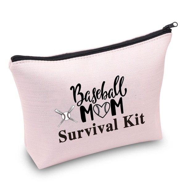 PXTIDY Baseball Mom Survival Kit Baseball Mom Gift Mom Life Baseball Makeup Bag Softball Travel Cosmetic Pouch Bag Softball Mom Baseball Game Day Gift, Pink, Fashion