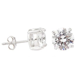 Studio 925 5A Grade 4ct White Cubic Zirconia Sterling Silver Stud Earrings