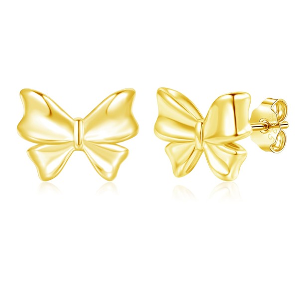 Estrellique 925 Sterling Silver Stud Earrings, Silver Small Bow Earrings,