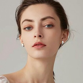 Gamicy Small Silver Hoop Earrings for Women 14k White Gold Plated, 8mm Width Chunky Silver Earrings Hoops With 925 Sterling Sliver Post, Thick Silver Hoops 13mm, 13MM, Brass White Gold Sterling