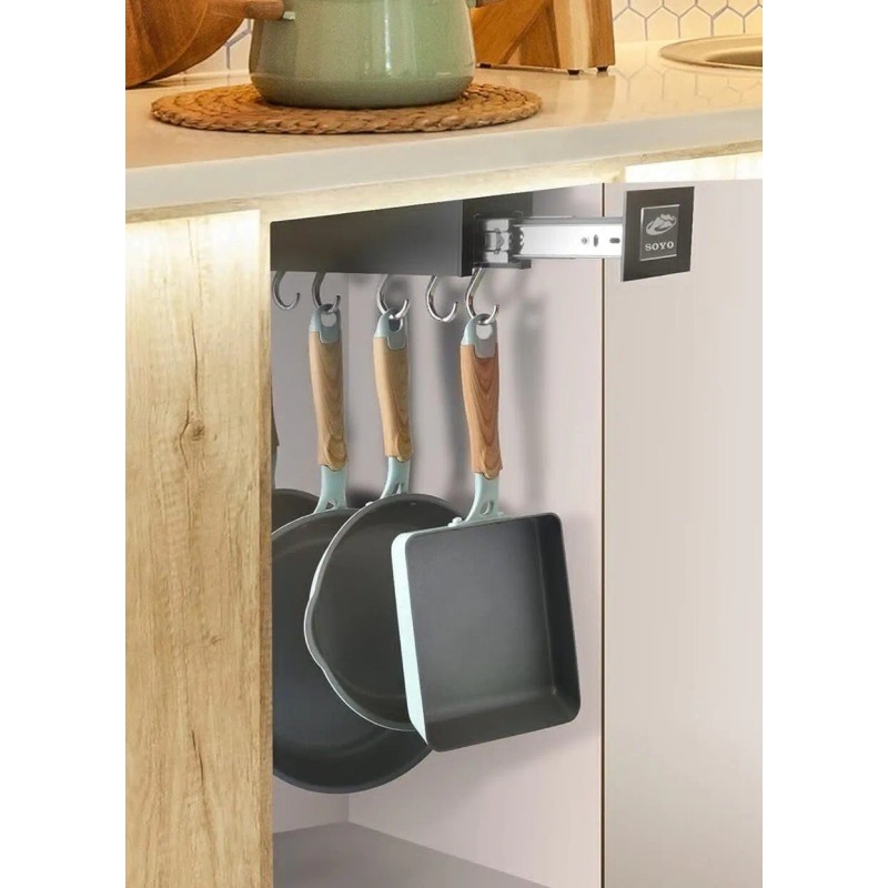 Soyo Adjustable Hanging Pot Rack Closet Organizer Pantry 7 Hooks