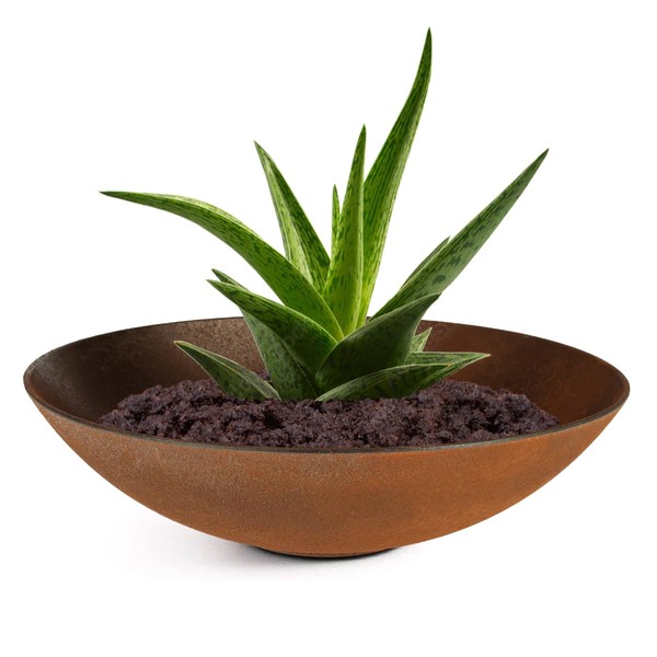matches21 round plant bowl, planter, base, flower bowl, plastic bowl, rust look, 1 piece. Diameter: 35,9,5 cm.
