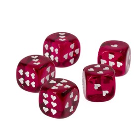 WeLoveDice - Fuchsia Cube with White Hearts - Made in Germany - Pack of 6