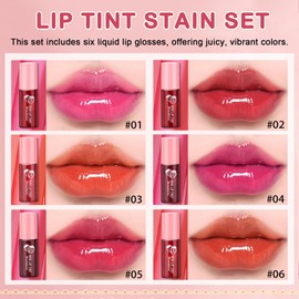QIUFSSE Lip Tint Stain,6 Colors Lip Stain Long Lasting Waterproof,Multi-use Lip and Cheek Stain,Mini Lipstain Liquid Lipstick,Lightweight tinta para labios,Moisturizing Red Lip Stain Set Lip Makeup