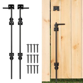18" Cane Bolt Heavy-Duty Drop Rod for Gate, Gate Ground Latch for Wooden Fences Metal Gates Doors, Metal Gates Doors Stopper for Gate Ground, Wrought Iron Gate Latches, Black Finish(2 Pack)