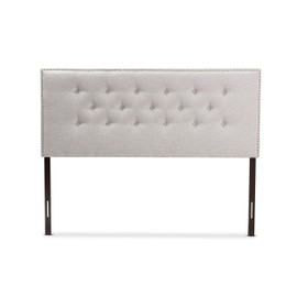 Baxton Studio Windsor Modern and Contemporary Greyish Beige Fabric Upholstered Queen Size Headboard