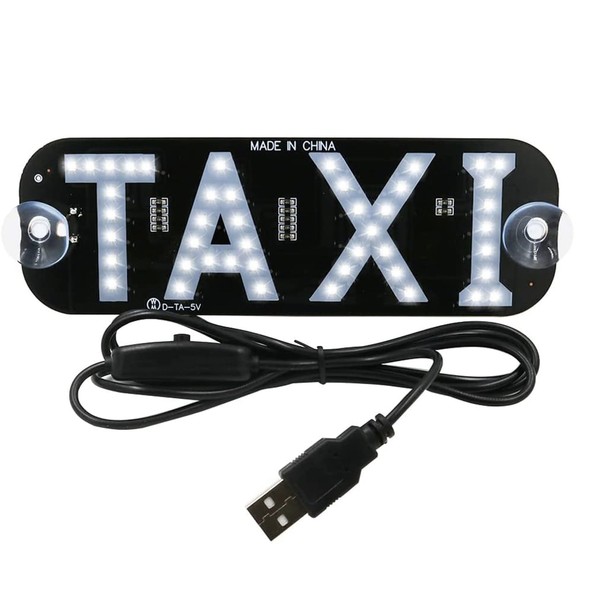 Led Light Signs for Car with USB Plug, Bumper Stickers Taxi Sign Light Windshield, Glow LED Sign Decal Stickers with Suction Cups Flashing Hook on Car Window LED Bright Lights (Blue)