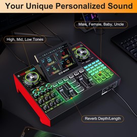 tenlamp G10 Gaming Audio Mixer, Audio Interface with 3.5mm/XLR Microphone Input, Voice Changer Live Sound Card for Streaming, Podcasting, Recording, and Singing Content Creation