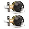 Probrico Oil Rubbed Bronze Round Double Cylinder Deadbolt Lock, Keyed
