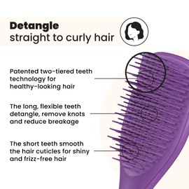 Tangle Teezer Mini Ultimate Detangler - For Wet & Dry Hair - Detangling Brush for All Hair Types - Perfect Brush For Kids & Travel - Fresh Purple
