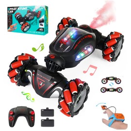 Hylukon Ferngesteuertes Auto, 2,4 GHz RC Stunt Auto, RC Stunt Drift Car Sprühauto mit Funktion zur seitlichen Bewegung, Atemlicht, Verformung, beidseitigem Fahren, Armbanduhr, Stunt Car