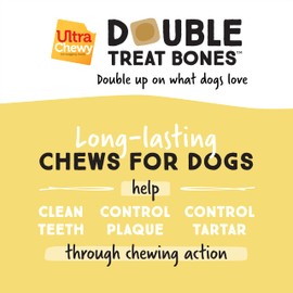 Ultra Chewy 3 Flavor Yogurt Double Treat Bones: Strawberry, Blueberry and Banana, Long-Lasting Dog Treats Made in USA for Large and Small Breeds, Highly Digestible (12 Count)
