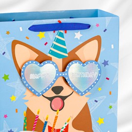 MAYPLUSS 13" Dog Gift Bags with Tissue Paper - Large Cute 3D Pets Puppy Dog Theme Birthday Gift Bags with Metallic Sunglasses Party Favor Bag for Puppy Lovers, Dog Moms, Kids Baby Shower