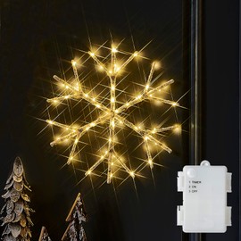LITBLOOM Lighted Snowflake 70 Fairy Lights 14IN Battery Operated with Timer for Window Christmas Decoration Indoor Outdoor