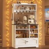 Bakers Rack with Storage and Power Outlet, 31.5 inch Farmhouse