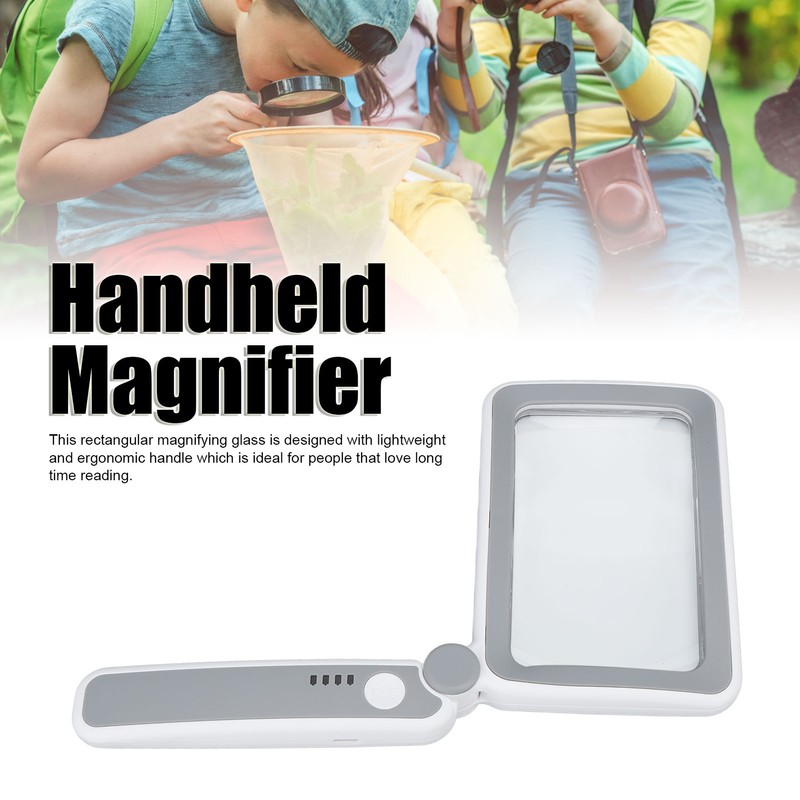 Rectangular Magnifying Glass 4X 3 LED Modes Touch Control Ergonomic