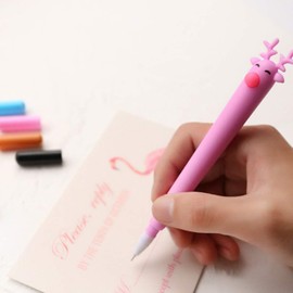 NUOBESTY Christmas Deer Gel Pens Cute Writing Pens School Office Supplies for Boys Girls 0.5mm Black Ink 16 Pack