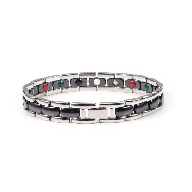 Edelstahl-Armband mit 10 Germanium (19,5 cm/9 mm).