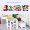 Qaba 4-Piece Childrens Table Set with Kids Storage Bench -