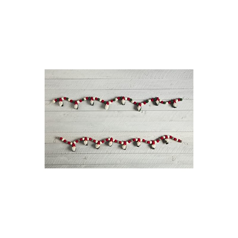 Mud Pie Christmas Gnome Wool Garland, Red