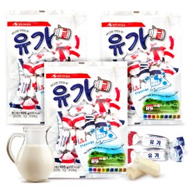 COELO Milk Soft Candy Yuga 105g x 3 Packs (Total 11.11oz) Korean Creamy Milk Caramel Flavor One bites Soft Candy Gummy Share Size Office Camping Party Snack Individually Wrapped K-Food 유가