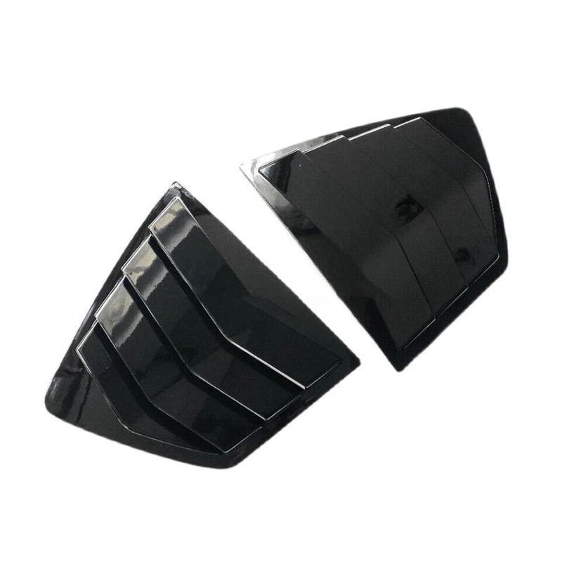 Gloss Black Left + Right Side Window Louver Shutter Cover