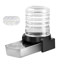 Marchul 1 Gallon Cat Water Dispenser, Automatic Gravity Dog Water Bowl Dispenser with 3 Filters, Stainless Steel Large Capacity Cat Waterer for Cats and Small Dogs (3 Filters)