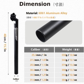 JEELAD Bicycle Seatpost Saddle Post Aluminum Seat Pillar 25.4/27.2/28.6/30.4/30.9/31.6 X 400mm MTB Road Bike Cross Bike Mountain Bike Frosted (02 Black, 27.2 x 400mm)