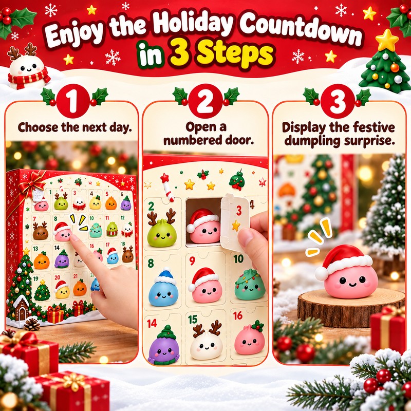 24-Day Christmas Dumpling Advent Calendar for Holiday Countdown – Festive