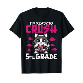 Ready to Crush 5th Grade Back To School Cat Kimono Girls T-Shirt