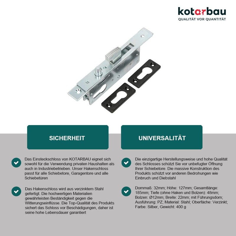 KOTARBAU® Hook Lock Sliding Gates Mortise Lock H-50 Sliding Door