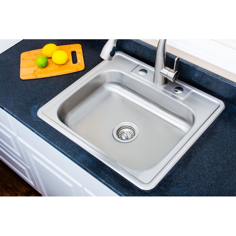 Wells 25-inch 20-gauge Drop-in 3-hole Single Bowl ADA Compliant Stainless