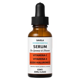 Serum con Vitamina C, E y Ácido Hialuronico 30 ml, Con Liposomas, Hidratante, antioxidante, antiedad                                                  