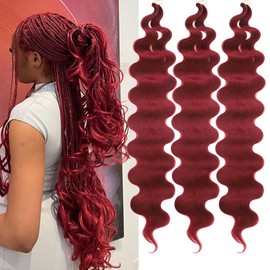 30 Inch Body Wave Crochet Hair 3 Packs Synthetic Curly Braiding Hair Ocean Wave Twist Crochet Braids French Curl Crochet Braids Wavy Braiding Hair Extensions(30",Bug)