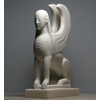 Sphinx Greek Mythical Woman Head Lion Statue Cast Marble Sculpture