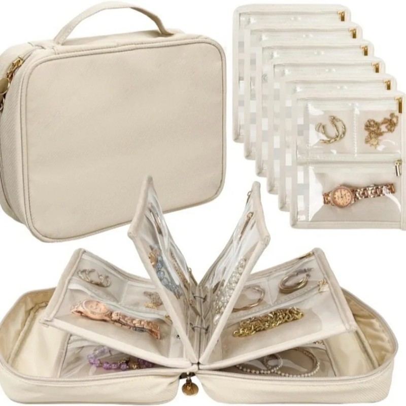 Transparent Travel Jewelry Organizer Bag for Accessories – Multi-Layer PVC