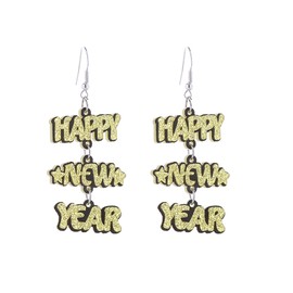 Colorful Happy New Year Dangle Earrings Shining 2025 Letter Star Shape New Year Resin Earrings for Women Jewelry(B)