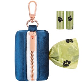 ARING PET Dog Waste Bag Dispenser, Velvet Doggy Poop Bags Holders Attach to Any Leashes, Cute Portable Washable Pet Waste Pouch Dispenser with Metal Zipper