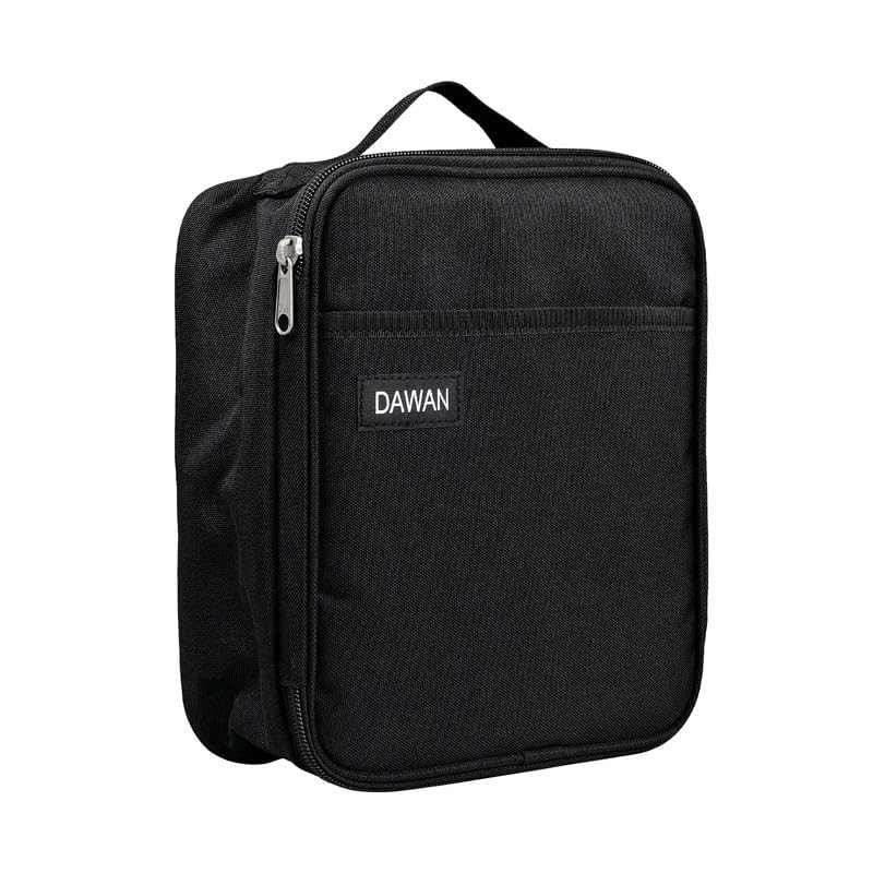 DAWAN freezable Insulated lunch bag,Built in detachable ice pack, Black,