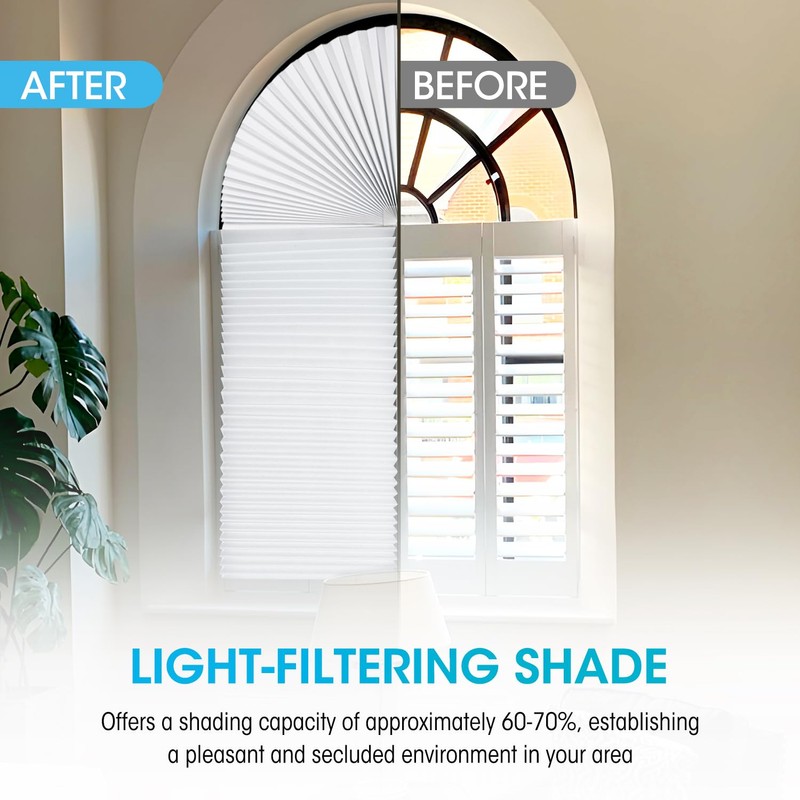 Arch Window Light Filtering Pleated Shade Blinds for semi-Circle Arch