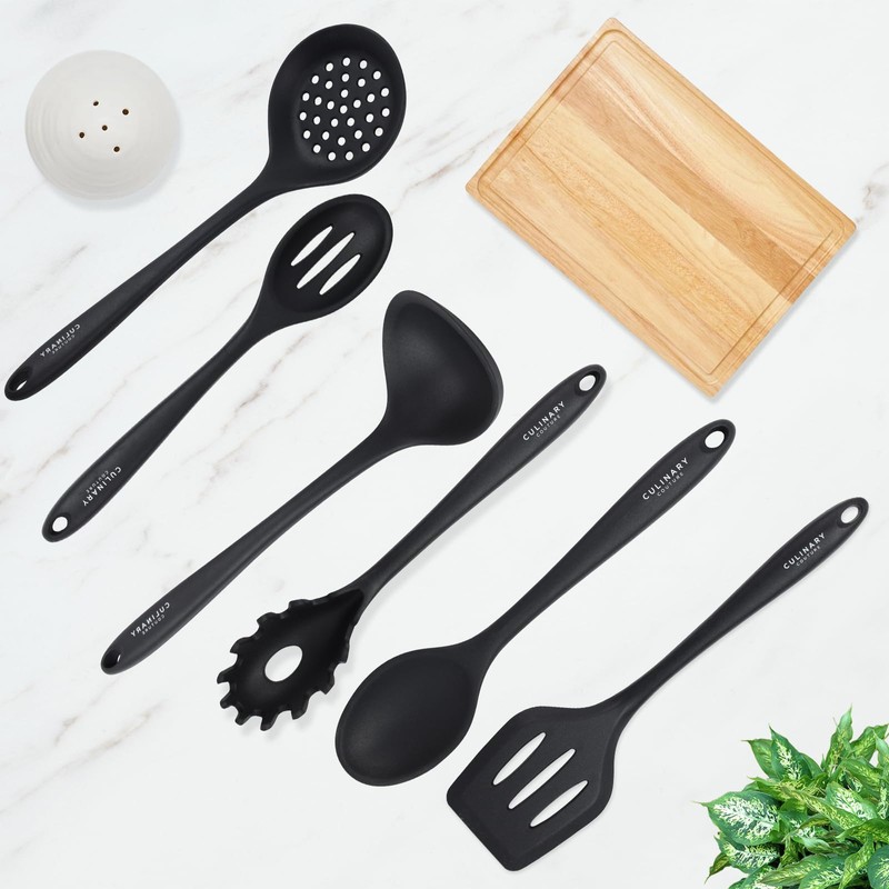 Culinary Couture Black Silicone Kitchen Utensils Set of 6, Non-Stick