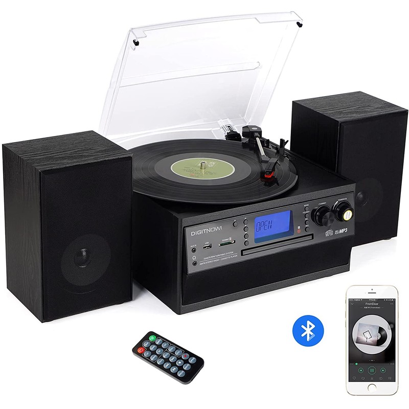 DIGITNOW Bluetooth Record Player Turntable with Stereo Speaker, LP Vinyl