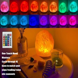 Liuliuyoyo Remote Salt Himalayan Salt Lamp 16 Colors, Natural Crystal Salt Rock Lamp Hand Carved Night Lights, USB Salt Crystal Lamp Remote Control Salt Lamp for Home Decor and Gift (5.5lb)