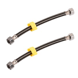 Skweawert 12 In Faucet Supply Lines, 1/2 x 1/2 Female Faucet Connector, Black Braided Stainless Steel Faucet Hose for Kitchen Sink Toilet（2Pack)