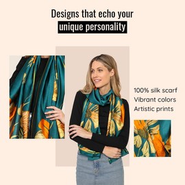 Trillion London® Silk Scarf For Women | Lightweight Ladies Scarves | Shawl Wraps | Head Scarf | Gifts for Women | Designer Prints | Daily Wear | Smooth and Soft | Multi-Print | Royal Blue