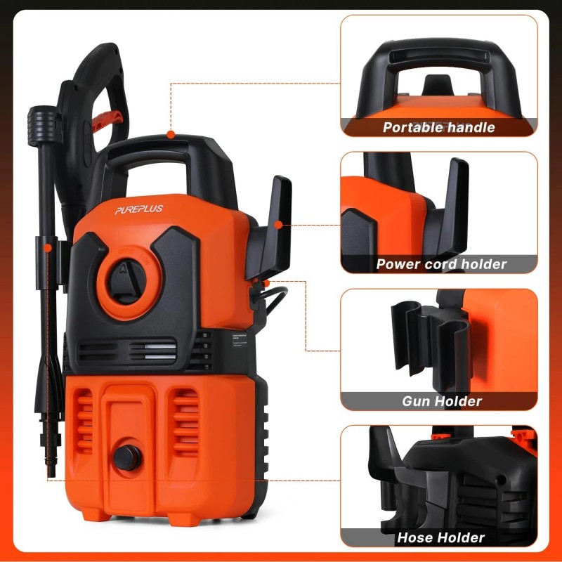 PUREPLUS 2000 PSI Electric High Pressure Washer with Adjustable Nozzle