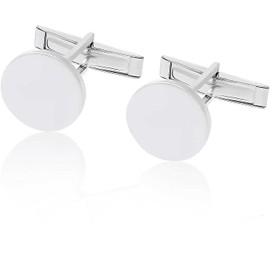 GioiaPura Men's Cufflinks Round Flat 925°/°° Silver Rhodium Plated Diameter: 13 mm Thickness: 1.6 mm Height: 1.7 mm Reference is GYGAR00015-S, one_size